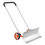 VEVOR 30" Metal Snow Pusher with Wheels, Heavy Duty Bi-Directional Rolling Snow Shovel for Driveway on Wheels, Wheeled Snow Shovels for Snow Removal