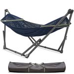 Tranquillo Uniki Adjustable Hammock Stand Collapsible Camping Hammock and Stand 550 lbs Capacity Double Hammock Stand Foldable Sturdy Noiseless Stand for Active Life Carry Bag Included, Aegean