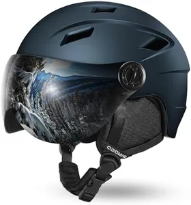 Odoland Ski Helmet with Ski Goggles, Light Weight Snowboard Helmet and 2-in-1 Visor Detachable Goggles Set, Snow Sport Helmets for Men Women,Midnight Blue,M