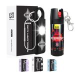 Self Defence Spray & LOUD Personal Safety Alarm NOYZIE UK Legal Pepper Spray Alternative with UV Marking & Keychain - Criminal Identifier Spray for Personal Protection (Black Rechargeable)