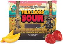 Final Boss Extremely Super Sour Candy, Natural Chewy Dried Strawberry & Mango Gummies Made with Dried Fruit, Dye & Gluten Free, Low Calorie Healthy Snack for Kids & Adults