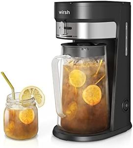 wirsh Iced Tea Maker with 3QT Pitcher, Iced Coffee Maker with Strength Control and Reusable Filter, Perfect For Iced Coffee, Latte, Tea, Lemonade, Flavored Water, Black