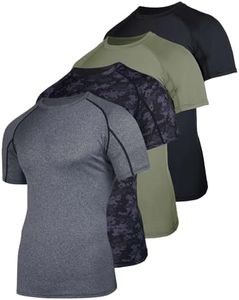 4 Pack: Mens Short Sleeve Shirts Compression Base Layer Tight Thermal Undershirt Slimming Black Active Fitness Athletic T-Shirt Quick Dry Fit Workout Sports Rashguard Gym Running Top - Set 8, S