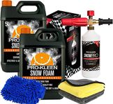 Pro-Kleen 10L Orange Snow Foam Shampoo pH Neutral + Snow Foam Lance For Use With Karcher K Series K2, K3, K4, K5, K6 and K7 and Microfibre Wash Pad Mitt and Microfibre Cloths