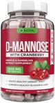 Natural D-Mannose Capsules 4-in-1 Formula - 120 CAPS, 1500 MG Cranberry, Dandelion, Hibiscus Flower Extract, Fast-Acting Pills for Bladder Health, Urinary Tract Infection UTI Support Flush Impurities