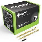 Heifix Multi-Purpose Wood Screws Box Pozi Double Countersunk - (QTY 200, 5mm x 100mm) - FREE Screw Bit Included