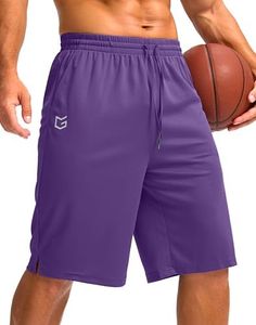 G Gradual Men's Athletic Shorts with Pockets 11" Long Basketball Shorts Lightweight Quick Dry Gym Workout Shorts for Men, Purple, Medium