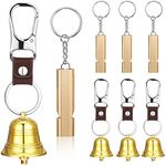 4 1.5 Inch Bear Bell with Whistle Set for Hikers Solid Brass Emergency 3 in 1 Bear Bells for Hiking Outdoor Camping Bear Protection Products for Survival Biking Fishing Climbing Self Defense Gear