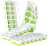 E-COSMOS Ice Cube Trays, Easy-Release Silicone & Flexible 14-Ice Cube Trays with Spill-Resistant Removable Lid and BPA Free, for Cocktail, Freezer, Stackable Ice Trays (Pack of 1) (Green)