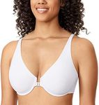 DELIMIRA Women's Front Closure Bras Plus Size Underwire Unlined Plunge Comfort Bra White 34DD