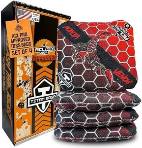 Titan Bags Venom Cornhole Bags - ACL PRO Approved Cornhole Bean Bags for Tournaments, Versatile & Durable Regulation Cornhole Bags Ideal for Indoor/Outdoor Toss Games - Honeycomb, Death Red (4 Pack)