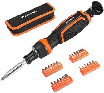 ValueMax 34PCS Multi-bit Ratcheting Screwdriver Set Tool, Portable Multi-purpose Ratchet Screw-driver, Slotted/Philips/Torx/Square/Hex, Nut Driver