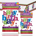 SOL 3pk Happy Birthday Table Cloth | 180 x 108cm | Plastic Table Cloth Party Table Cover | Table Cloths Party Table Cloth Disposable Table Clothes for Parties | Birthday Table Cover Party Sticker