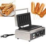 Homend 6Pcs Commercial Waffle Makers Non-Stick Lolly French Hotdog Making Machine Stainless Steel Crispy Machine 110V (black)