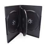 25 Pack Maxtek Standard 14mm Black Quad 4 Disc DVD Cases with Double Sided Flip Tray and Outter Clear Sleeve