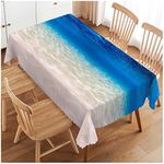 Swono Ocean Blue Rectangular Tablecloth Underwater Ocean Sandy Sea Bottom Washable Table Cloth Kitchen Dining Room Table Cover for Party Dinner Wedding 50x72 Inch Tablecloths