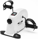 FK Sports Pedal Exerciser, Mini Exercise Bike with Digital Display, Pedal Sit Down Under Desk Bike for Leg Arm Foot, Small Cycle Equipment for Home (White)