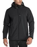 33,000ft Men's Waterproof Jackets Fleece Lining Softshell Jacket - Multi Pockets Outdoor Windproof Coat With Detachable Hood Black L