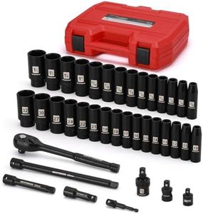 MIXPOWER 36-Piece 1/2-Inch Drive Deep Impact Socket Master Set with 10-inch Quick-Release Ratchet Handle & Accessories, Deep, SAE and Metric, CR-V Steel