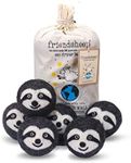 Friendsheep Wool Dryer Balls 6 Pack XL Organic Premium Reusable Cruelty Free Handmade Fair Trade No Lint Fabric Softener Gray Sloth - Sloth Squad