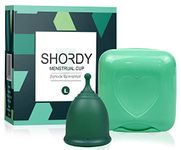 SHORDY Menstrual Cup, Single Pack (Large) with Box, Soft & Flexible, Copa Menstrual Kit for Women | Up to 12 Hours of Comfort, Eco-Friendly & Safer Alternative to Pads & Tampons (Green)