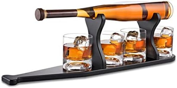 Baseball Bat Whiskey & Wine Decanter 4 Baseball Glasses, Spirits Set - Baseball Coach Gifts, Baseballs Lovers Coaches, Dad, Boyfriend, Brother, Friend Gift - For Whiskey & Wine (Baseball Bat Tray)