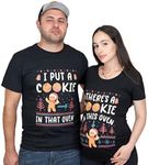 Couple Christmas Thanksgiving Cookies Dad mom Maternity pregnancy Holidays T-shirts, Mens Version - Black, Medium