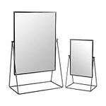 Harbour Housewares 2 Piece Dressing Table Vanity Mirror Set - Free Standing Tabletop Makeup Cosmetic Mirrors - 2 Sizes - Black