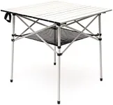 Sunnyfeel Aluminum Folding Camping Table - Lightweight Portable Picnic Table with Storage, 27.5" L x 27.5" W, Roll Up Foldable Camp Tables for Indoor/Outdoor/Cooking/Beach Travel/Fishing/BBQ (Grey)