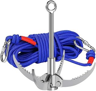 RIHEGIANT Stainless Steel Grappling Hook with Rope - Multifunctional Folding Survival Claw with 4-Claw Stainless Steel Claw Carabiner