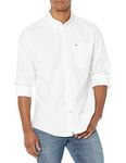 Tommy Hilfiger Men's Long Sleeve Button Down Stretch Oxford Shirt in Regular Fit, Optic White, Large