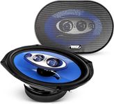 Pyle 4-Way Car Speakers, 400W Vehicle Door Audio System, 15 x 23 cm Universal Stereo Sound Set, Quadriaxial Loud Speaker Pair, Side Panel Mount, 2-Piece Car Audio Replacement (Blue)