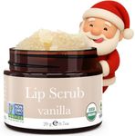 USDA Organic Lip Scrub Vanilla - USA Made All Natural Lips Exfoliator, Valentines Day Gifts, Moisturizing Scrub for Dry Lips, Lip Sugar Scrubber Exfoliator for Smooth Lips, Small Beauty Gifts
