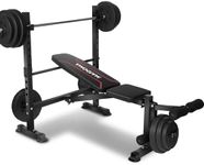 MAIDOMA Standard Weight Bench Set with Leg Extension and Leg curl, Adjustable Bench Press with Squat Rack, Flat Incline Decline Workout Bench for Home Gym Full Body(US Stock), red