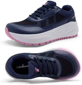 Women's Orthopedic Arch Support Wide Sport Breathable Walking Shoes: Plantar Fasciitis Diabetic Pain Relief Trail Sneakers, Hiking Metatarsal Workout Training Running Shoes Dark Blue Size 6.5