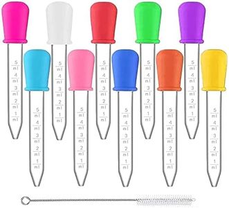 10PCS Silicone Plastic Droppers Pipettes 5ML Liquid Droppers Transfer Pipette Dropper Kids Medicine Dropper with 1 Cleaning Brush for Home,School Laboratories,Science,Gummy Making,Oil,Water