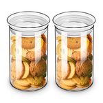 ZENS 1100ml Glass Storage Jars with Lids Set of 2, Airtight Sealed Glass Jars with Glass Lids for Coffee, Clear Borosilicate Glass Canisters Jar Sets, kitchen Storage Containers for Sugar or Tea