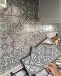 48 Grey Tile Stickers 4x4 Victorian Mosaic Style Tile Stickers Transfers for Tile Kitchen Bathroom Stick On Wall Peel N Stick Tile Stickers Decals Transfers. (4" - 48 Stickers)