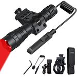 DARKBEAM Red Light Flashlight Tactical LED USB Rechargeable Zoom Flood/Spot Light Kit, Portable Mini Redlight for Night Hunting, Observation, Fishing, Astronomy, Aviation, Stargazin, Rescue, with Clip