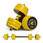 NICE C Adjustable Dumbbell Barbell Weight Pair, Free Weights 2-in-1 Set, Non-Slip Neoprene Hand, All-Purpose, Home, Gym, Office (Barbell 44LB or 22 LB Dumbbell Set)