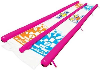 Wow Sports Double Lane Super Slide - 25 x 6 ft - Two Lanes - Zigzag Sprinklers - Tear-Resistant PVC - Kids & Adults