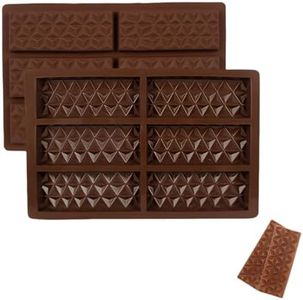 2 Pcs Silicone Chocolate Molds, Deep Silicone Candy Bar Molds for Chocolate Making, Wax Melts, Energy Bars, Durable and Non-Stick, Heat Resistant, Dishwasher Safe, Large Pyramid Shapes