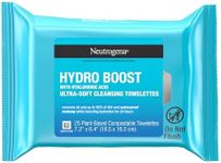 Neutrogena Hydro Boost Facial Cleansing Towelettes with Hyaluronic Acid, Hydrating Makeup Remover Face Wipes Remove Dirt & Waterproof Makeup, Hypoallergenic, 100% Plant-Based Cloth, 25 ct