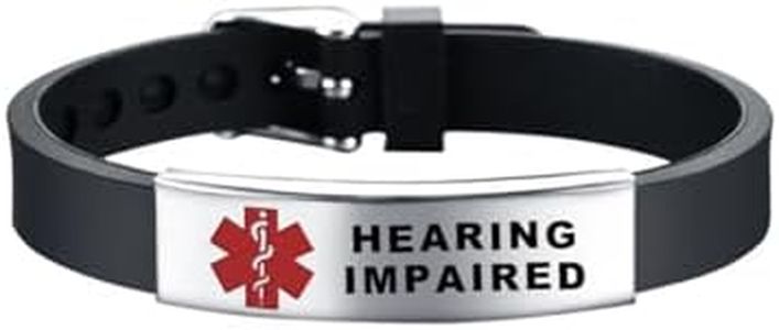 RENYILIN Stainless steel Medical ID bracelet Eco-friendly silicone bracelet adjustable medical alert ID emergency first aid jewelry, Uniform size, Stainless Steel, no gemstone