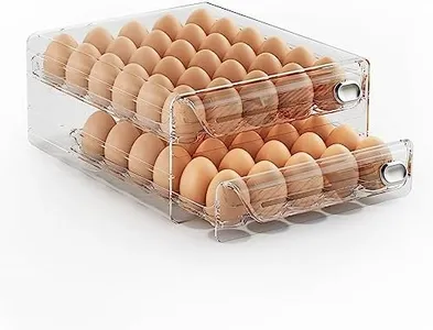 MSHOMELY 60 Egg Container for Refrigerator, Egg Holder for Fridge, Stackable Egg Storage Container, Egg Fresh Storage Box for Fridge, 2Layers Egg Tray, Clear Egg Organizer, BPA Free