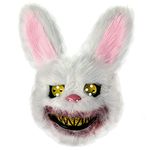 UNOLIGA Scary Halloween Mask Bloody Bunny Mask Creepy, Horror Face Mask Furry Rabbit Mask for Adults Kids, Funny Mask for Halloween Carnival Party Costume Cosplay Masquerade