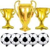 8 Pcs Football Trophy Balloon Set, Champion Trophy Balloons, Soccer Balloons Football Balloon Football Decorations Foil Star Balloons for Boys Kids Football Match Fans Party Birthday Decorations