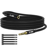 3.5mm Headphone Extension Cable 15FT, 4 Pole TRRS 1/8 inch Male to Female Stereo Audio Cord, Nylon Braided, Microphone Compatible, for Headphone, iPad, Smartphone, Media Players, Tablet- Slim