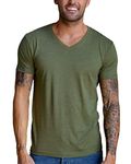 INTO THE AM V Neck T Shirts Men Fitted Casual Essential Plain Undershirt Sleep Vneck Tshirt for Guys (Olive Green, X-Large)