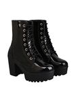 Shoetopia girls Boot-07 Black Ankle Boot - 6 UK (Girls-Boot-07-Black)